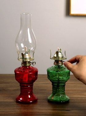 速发复古煤油灯老旧防玻酥油灯盏乡村怀式民俗摆件风璃灯装饰摄影