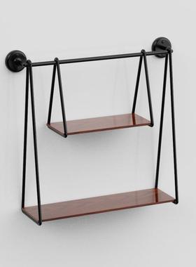 复古木墙上书一架置物实架铁艺壁挂壁字隔板客厅卧室RC98053Y墙装