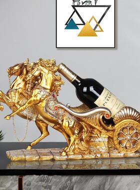 树脂工艺品欧式双战马红葡萄酒架创意家居摆件客厅酒柜装饰摆设礼