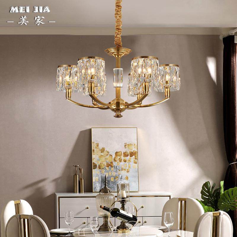 美式轻奢现代水晶全铜客厅吊灯卧室餐厅房间灯具大气简约别墅灯饰,淘宝优惠券,粉丝福利购,淘宝优惠卷