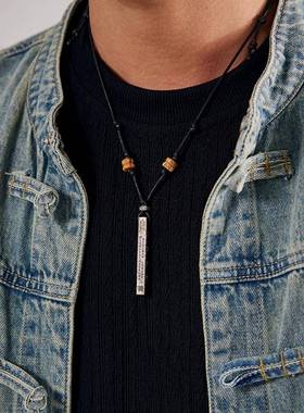 复古国潮手工文化道家天蓬尺吊坠黄铜镀银个性高级潮流挂坠项链款