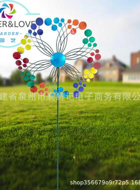 铁艺金属风车园艺庭院户外风车花园插件旋转风车金属工艺摆件