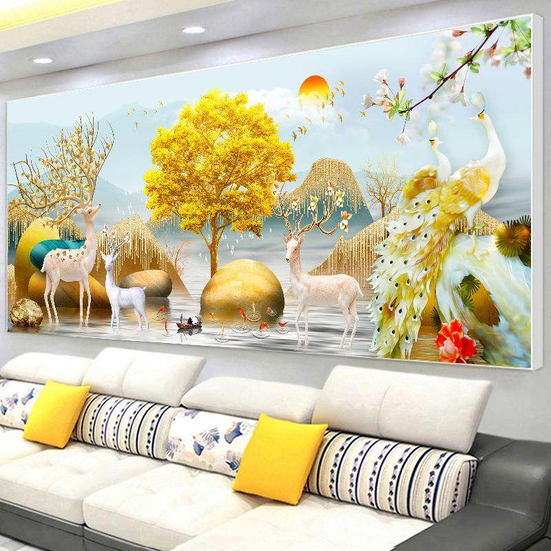 十字绣2023年新款线绣客厅手工自己刺绣风景发财麋鹿孔雀大气,淘宝优惠券,粉丝福利购,淘宝优惠卷
