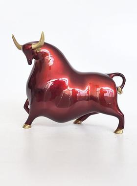 牛工摆件品家居客厅酒柜艺玄关办公室TJR桌面装饰开铜业乔迁新居