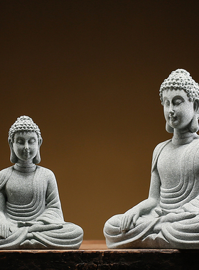 速发水中式新泥佛像佛头人物摆件盆景鱼缸造景摆设创意搭配装饰品