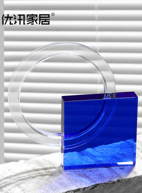 速发优房家居  艺术蓝色水晶件摆创意客厅样板讯橱窗桌面软装饰品
