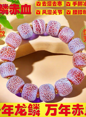 【收藏级】天然稀世玛瑙龙鳞赤血玉化手串双重去湿寒西玛雪灵手链