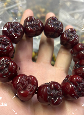 新款精雕天然老蜜蜡复古佛头手串高端大气纯手工雕刻规格23X23㎜