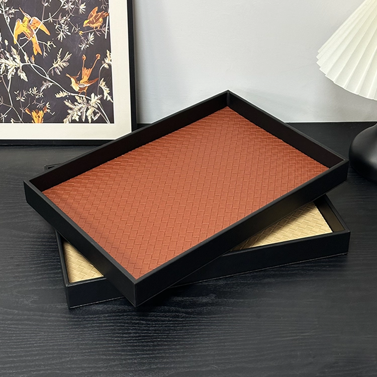 高档轻奢皮质托盘长方形高级感家用茶几香薰收纳盘摆件黑色置物盘 - 图2