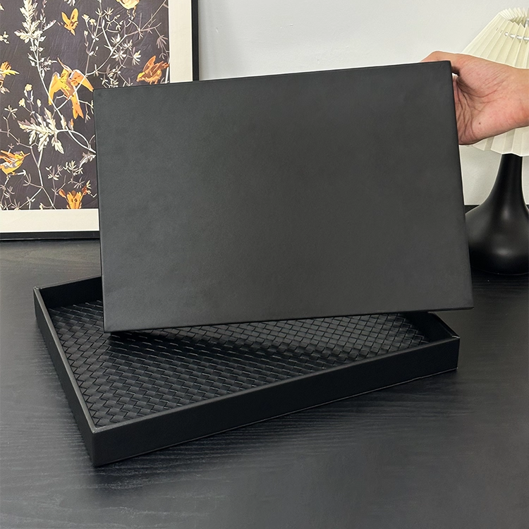 高档轻奢皮质托盘长方形高级感家用茶几香薰收纳盘摆件黑色置物盘 - 图1