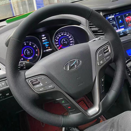 适用于13-15-17款现代新胜达方向盘套真皮格越把套专用手缝全包款 - 图1