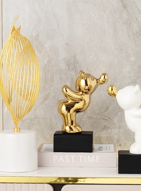 速发泡泡熊卧室入户玄关摆桌酒柜电视柜件面摆放装饰品乔迁新居送