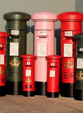 速发件吧创意复古工业风软装饰铁艺邮摄信酒箱铁桶邮箱筒影道具大