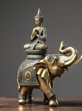 跨坐象佛境新款坐象佛家居玄关件装饰摆简约复电视柜坐古艺象佛摆