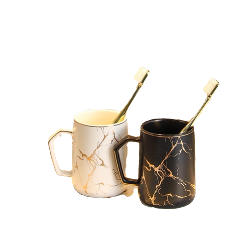 德国轻奢情侣刷牙杯高档漱口杯卫生间家用牙刷杯子陶瓷牙杯套装 - 图0