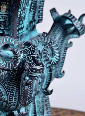 青铜器古摆四羊方尊件四羊尊件酒尊方酒器古玩铜工艺品仿摆做旧厂