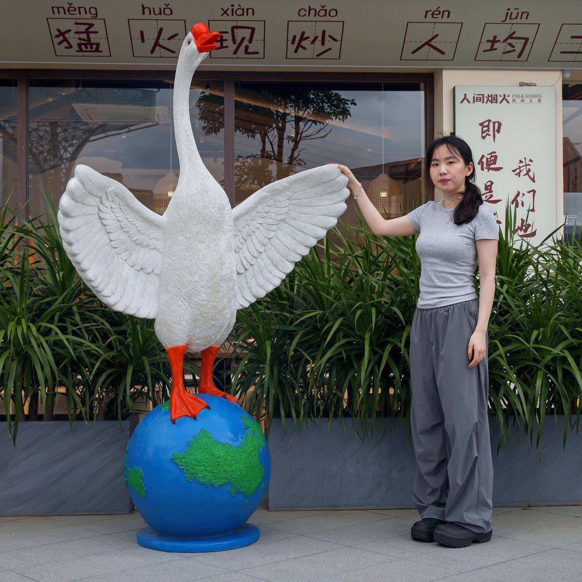 玻璃钢仿大鹅真红大白鹅雕塑网餐厅大排门口物迎宾动鸭子小档摆件,淘宝优惠券,粉丝福利购,淘宝优惠卷