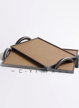 一间匚BL3178皮革板金属把手托盘售楼处客厅会所盘轻奢衣帽间收纳