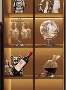 暴力熊品红酒架摆件轻奢高档家居客厅餐边酒级柜装饰高感软202410