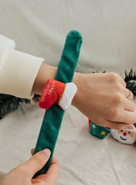 圣诞节拍拍圈手环可爱毛绒公仔圣诞老人啪啪圈儿童礼物装饰品男女