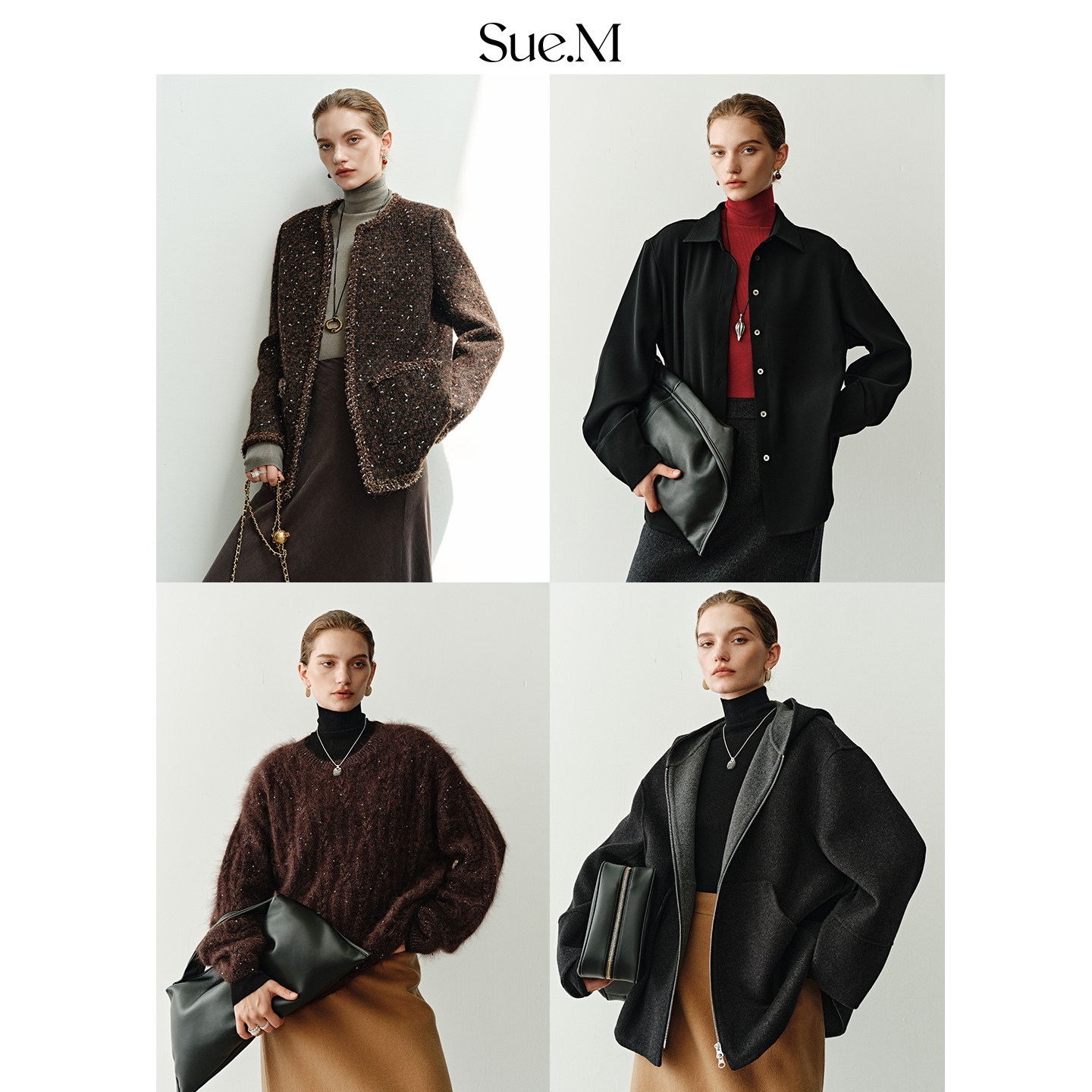 Sue.M德國进口120支绵羊毛一体成型无缝打底高领毛衣女冬18针工艺 - 图3