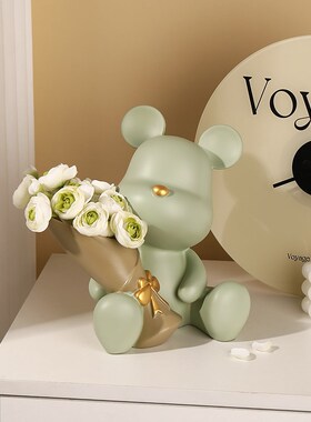 速发创意捧花熊客厅柜件新居玄关桌面酒摆装饰品家房乔迁新居礼品