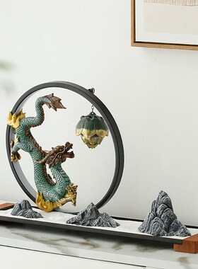 速发意中式灯圈龙摆件创新沙盘假山厅景千里江山办公室客造招财装