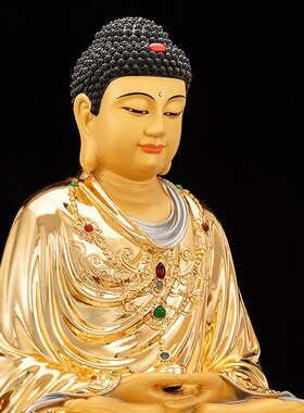 速发纯铜阿弥陀释三宝佛佛迦摩尼供奉药师佛像如来佛家用摆件