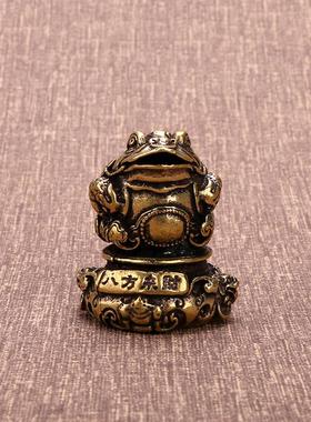 迷你金蟾聚财小摆件三足蟾蜍八方来财书桌装饰品黄铜制工艺品礼品