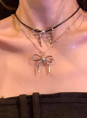 蝴蝶结项链女高级感2024年新款轻奢小众夏天甜酷配裙子锁骨链配饰