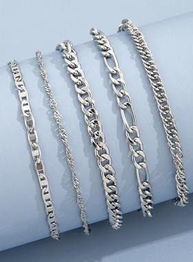 Metal Chain Anklet Set For Women Vintage Ankle Bracelets Fem