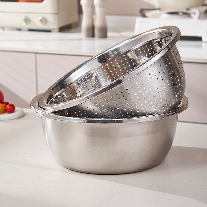 加厚不锈钢沥水篮洗菜盆打蛋盆漏盆食品级厨O房家用不锈钢盆和面,淘宝优惠券,粉丝福利购,淘宝优惠卷