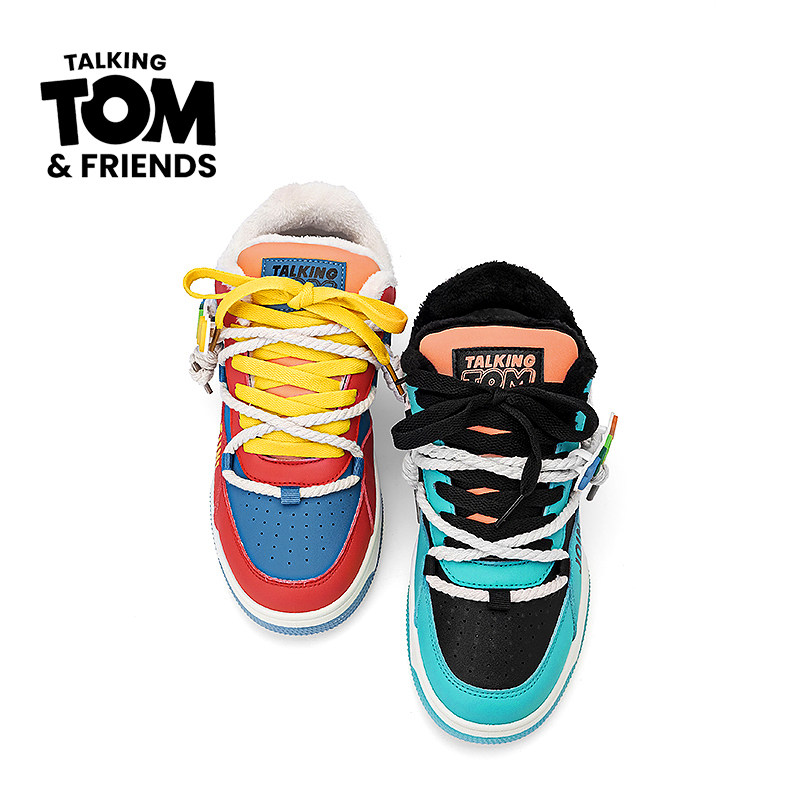 汤姆猫鞋子男鞋棉鞋2025冬季新款男生加绒保暖板鞋厚底潮流鸳鸯鞋,淘宝优惠券,粉丝福利购,淘宝优惠卷