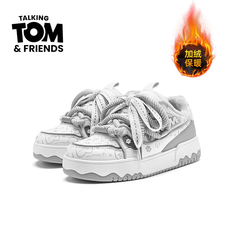 汤姆猫鞋子男鞋复古涂鸦板鞋男款冬季加绒保暖棉鞋潮流面包鞋潮鞋,淘宝优惠券,粉丝福利购,淘宝优惠卷