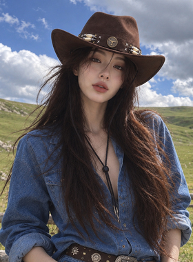 川西旅游西部牛仔帽女秋