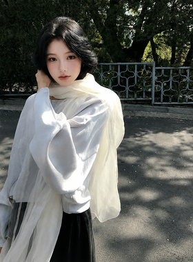 薄雾白色丝巾披肩外搭女2026新款
