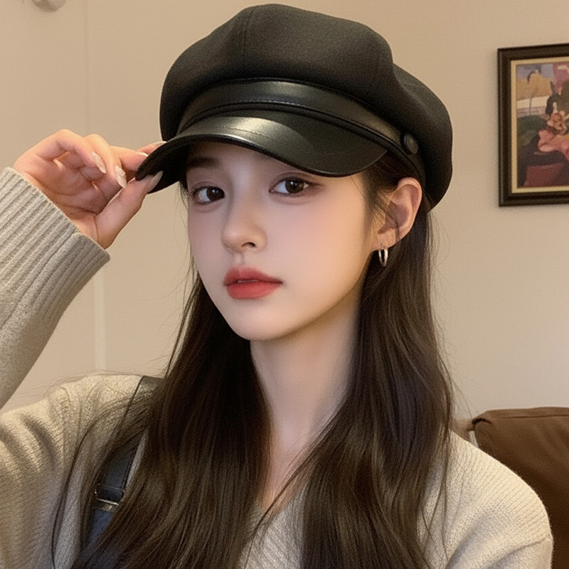 贝雷帽子女士冬季新款显脸小鸭舌八角帽英伦风复古百搭洋气画家帽,淘宝优惠券,粉丝福利购,淘宝优惠卷