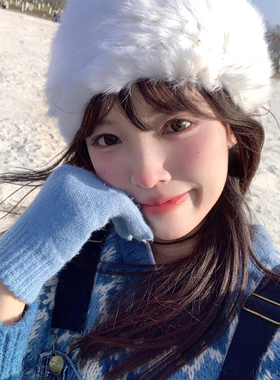 纯色针织毛线手套女冬季