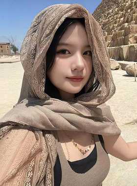 废土风沙漠头巾防晒披肩女
