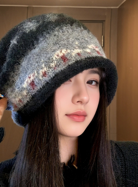 【断码清仓】费尔岛帽子女秋冬冷帽大头围慵懒风防寒保暖堆堆帽