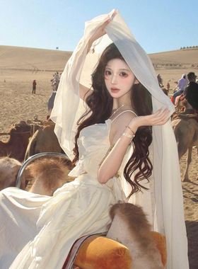 酒红色沙漠旅游棉麻披肩女外搭