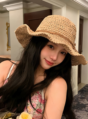 草帽女夏2026新款沙滩拍照帽子