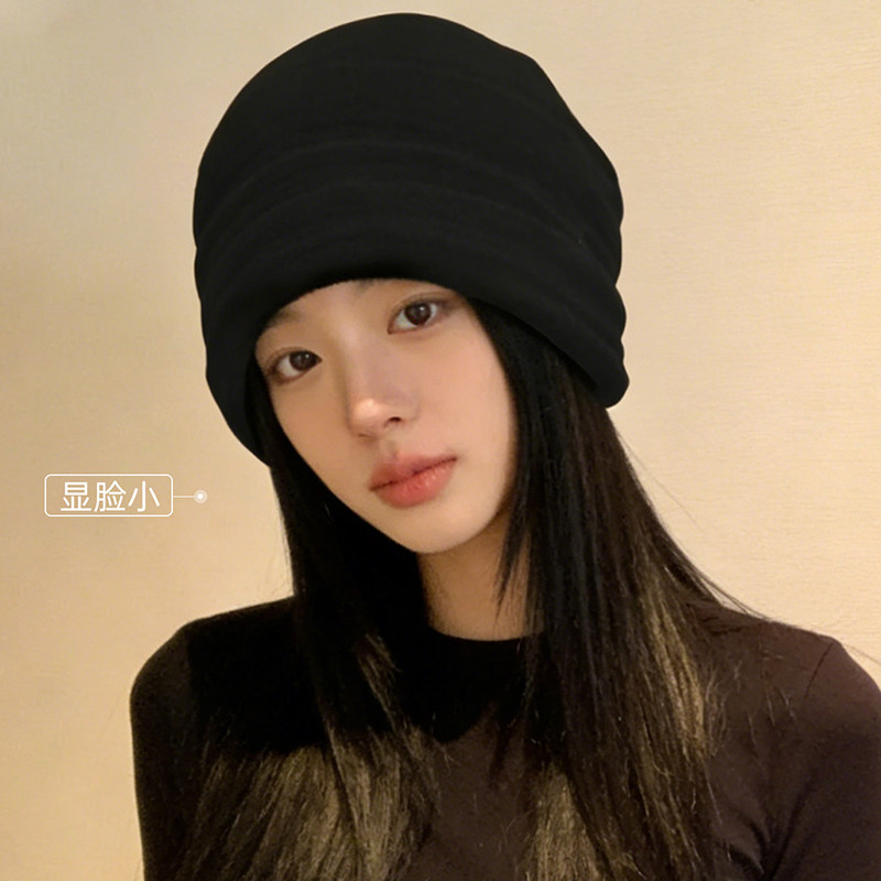韩系大头围针织毛线帽子女士冬季防寒堆堆帽方圆脸显脸小包头冷帽,淘宝优惠券,粉丝福利购,淘宝优惠卷