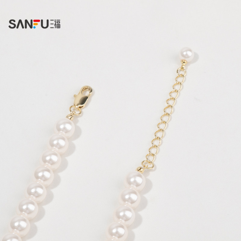 三福复古简约人造珍珠短项链单条  气质时尚设计感精美首饰819571,淘宝优惠券,粉丝福利购,淘宝优惠卷