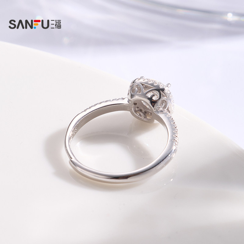 Sanfu 925 Silver Moon Flower Ring Single Simple Elegant Jewelry Accessories Ring Hand Jewelry 852994