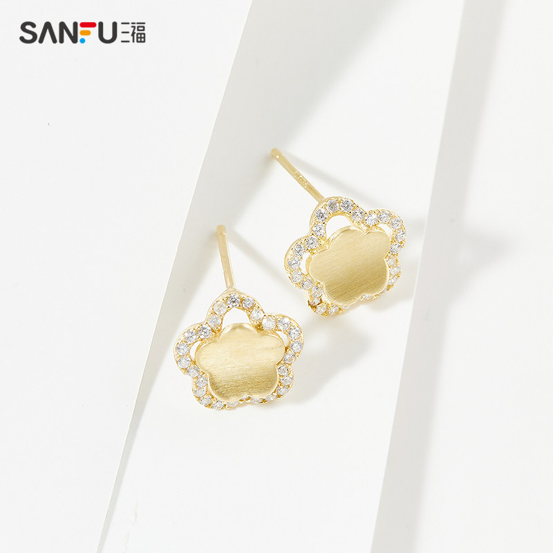 三福925银休闲拉丝耳钉一对 时尚小众通勤首饰配饰耳环839667,淘宝优惠券,粉丝福利购,淘宝优惠卷