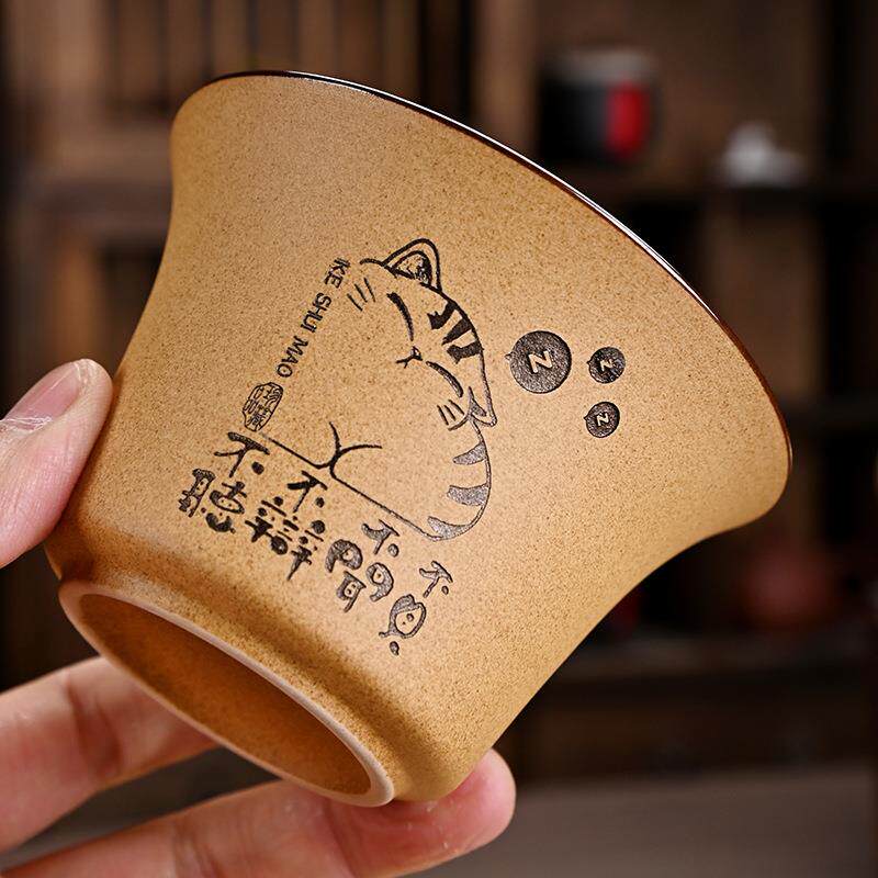 Chinese cat bowl tea set home MM001 special tea set for tea brewing, retro ceramic tea anti-three all-rounder