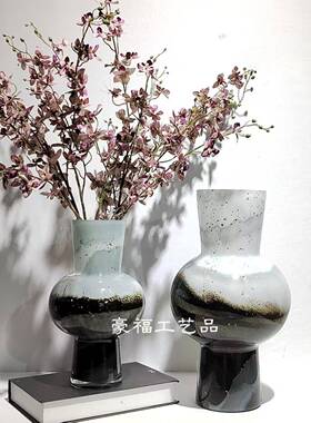 现1025简约设渐变色玻璃瓶代家居桌面计样花板房软这艘装饰摆件
