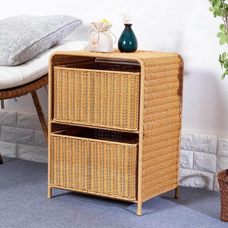 桂味源抽屉式床头柜卧室塑料编织整装置物收纳柜家用储物床边柜,淘宝优惠券,粉丝福利购,淘宝优惠卷