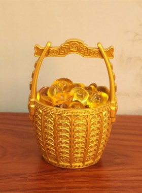 速发树桶金摆件金色元宝摇钱铺聚宝盆招财进宝家居装饰品店一开业